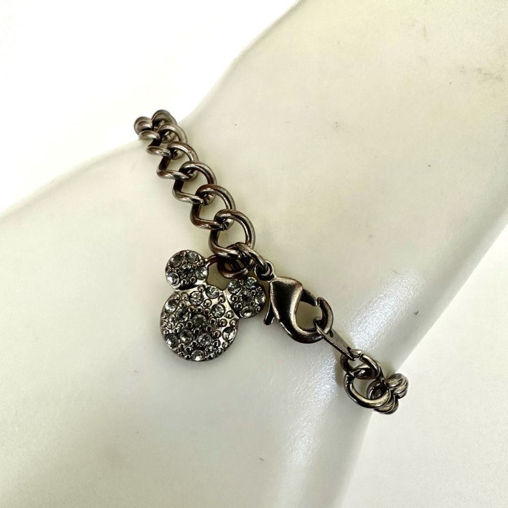 Disney silver tone mickey single charm bracelet